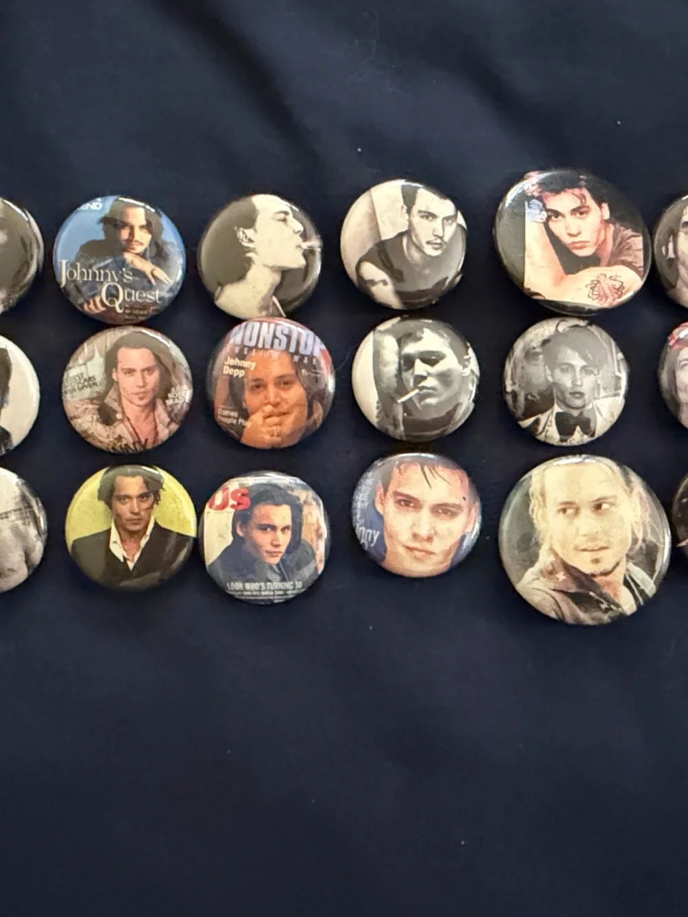 Vintage Johnny Depp Button Set: 23 buttons! (Plus 3 Bonus Pins!)